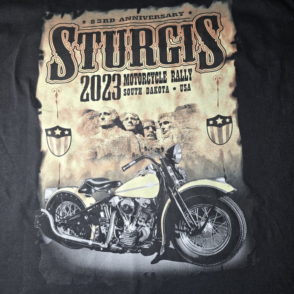 2023 Sturgis Motorcycle Rally Mount Rushmore Black T-Shirt Size: XXL‎